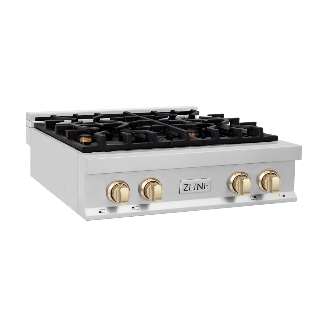 ZLINE 36 in. Autograph Edition Rangetop in Stainless Steel with Gold Accents (RTZ-36-G)