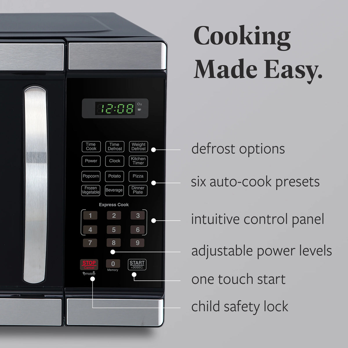 Farberware Countertop Microwave Ov 1100 Watts, 2.2 cu ft - Smart Sensor With LED Lighting and Child Lock - Perfect for Apartments and Dorms - Easy Clean Black Interior, Stainless Steel