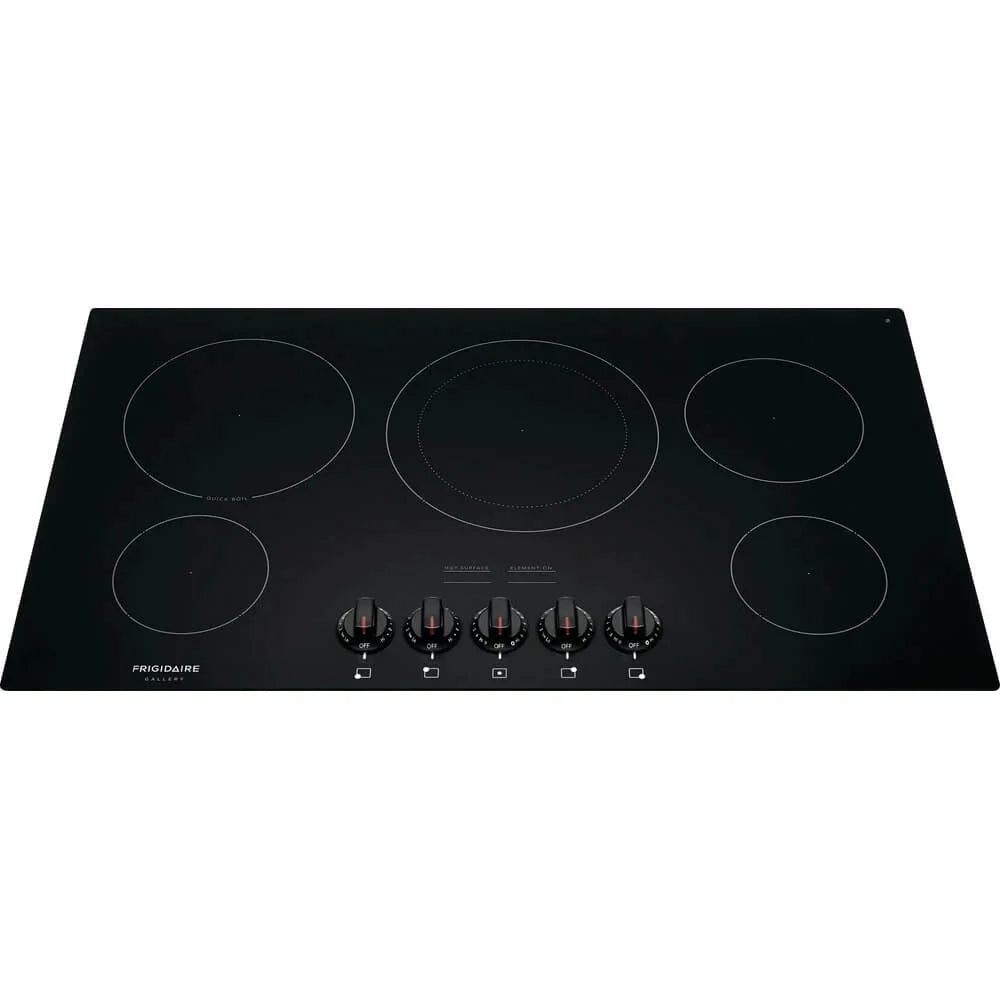 Frigidaire FGEC3648UB 36 Gallery Series Electric Cooktop, 5 Elements Ceramic Glass Cooktop Hot Surface Indicator, in Black