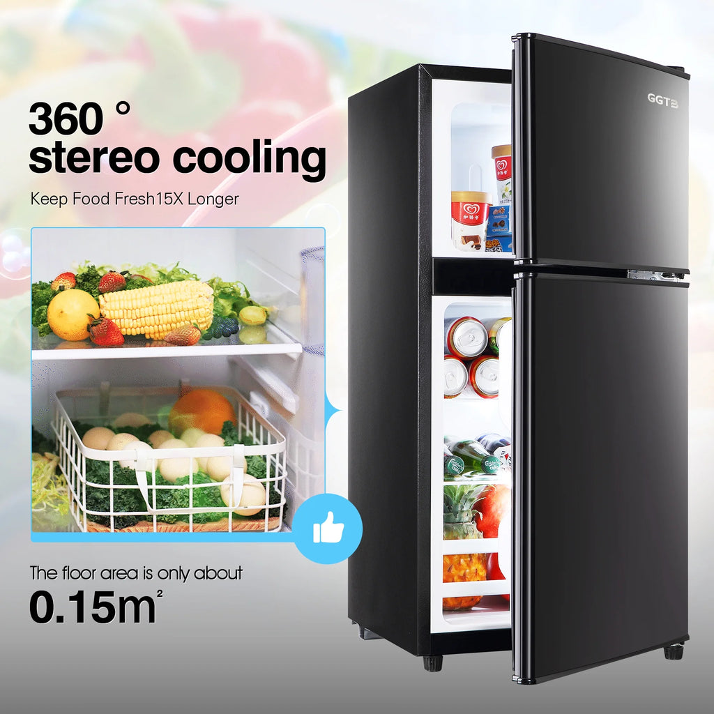 GGTB Retro Compact Two Door Refrigerator, Black, 3.0 Cu ft