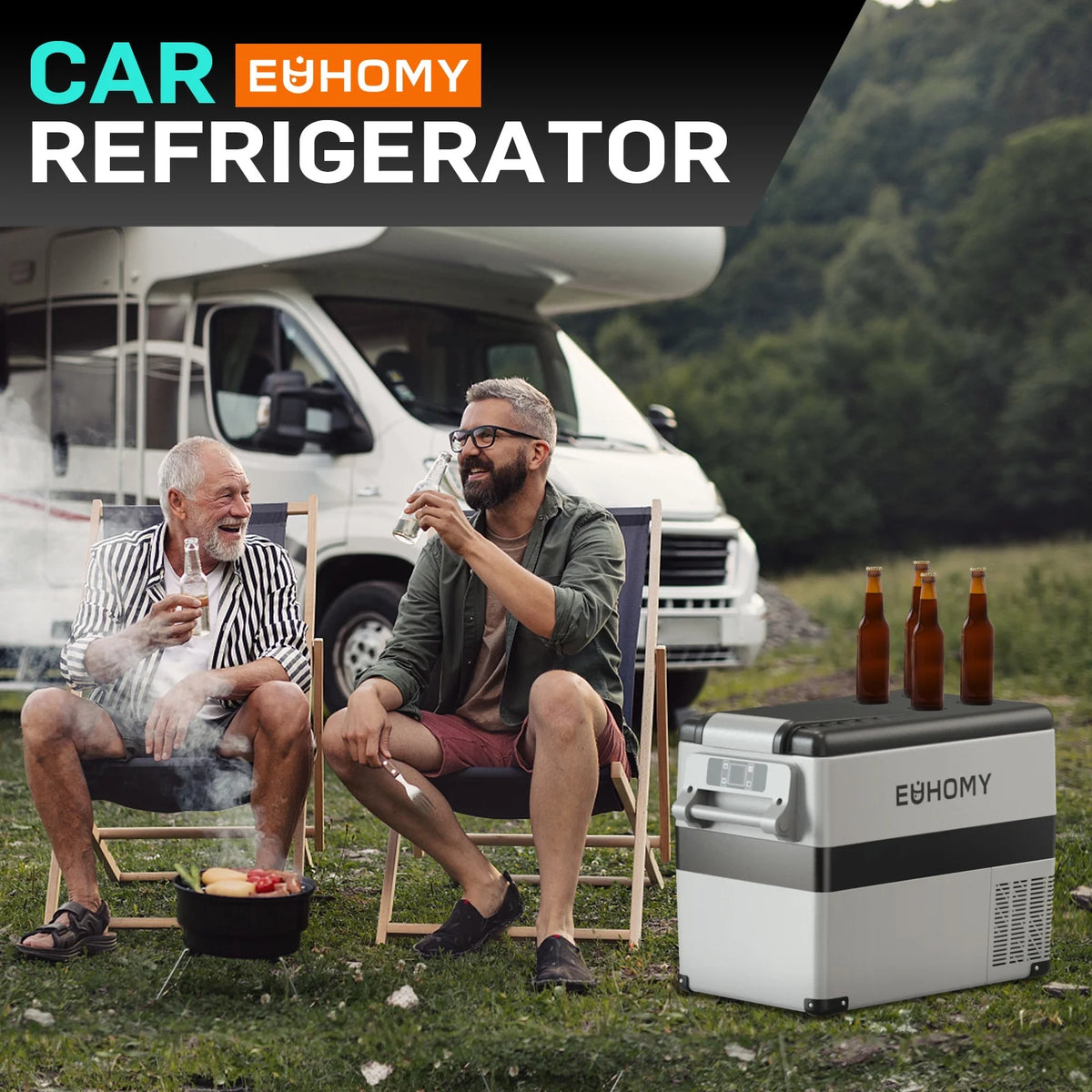 EUHOMY 12 Volt 46QT Car Refrigerator with Bluetooth APP Control, 12/24V DC & 110V AC, Portable Freezer Fridge Cooler for Car, RV, Camping, Home Use
