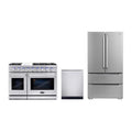 Cosmo 48" Double Oven Gas Range & Dishwasher & French Door Refrigerator Set