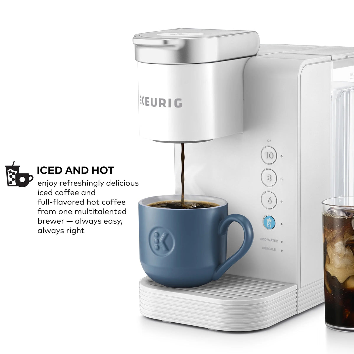 Keurig K-Iced Essentials Iced and Hot Single-Serve K-Cup Pod Coffee Maker, White