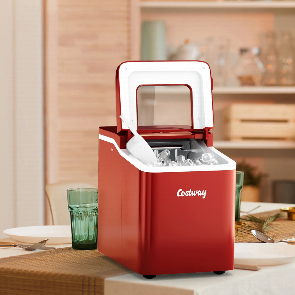 Costway Portable Ice Maker Machine Countertop 26Lbs/24H Self-cleaning w/ Scoop Green