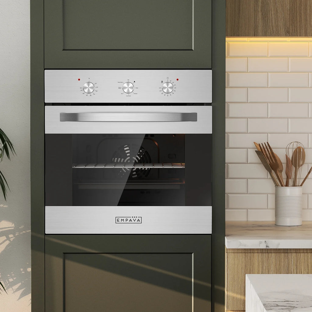 Empava 24 inch 10 Cooking Functions with Rotisserie Electric LED Display Touch Control Built-in Convection Single Wall Oven