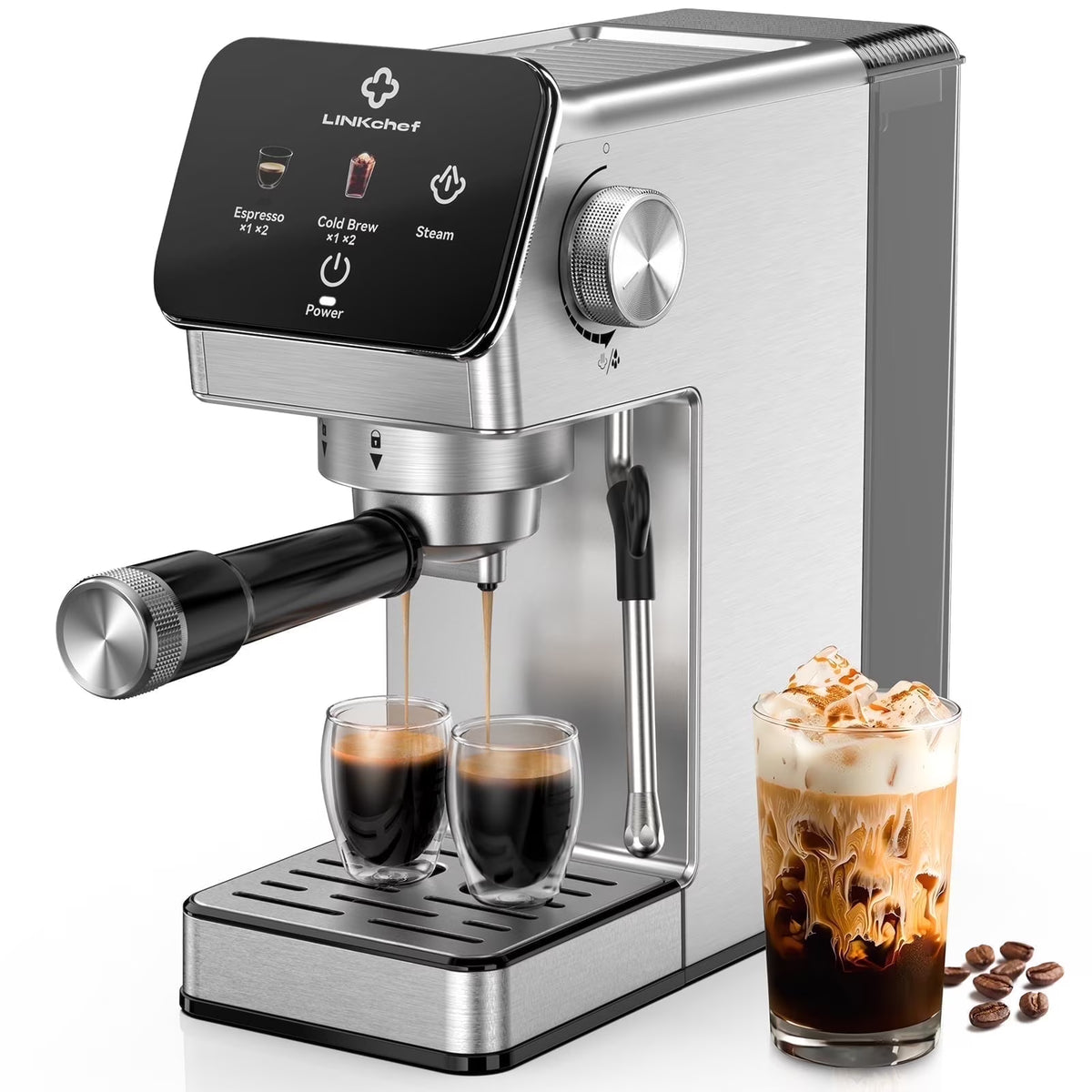 LINKChef Espresso Machine 20 Bar, Professional Espresso Maker with Milk Frother Steam Wand