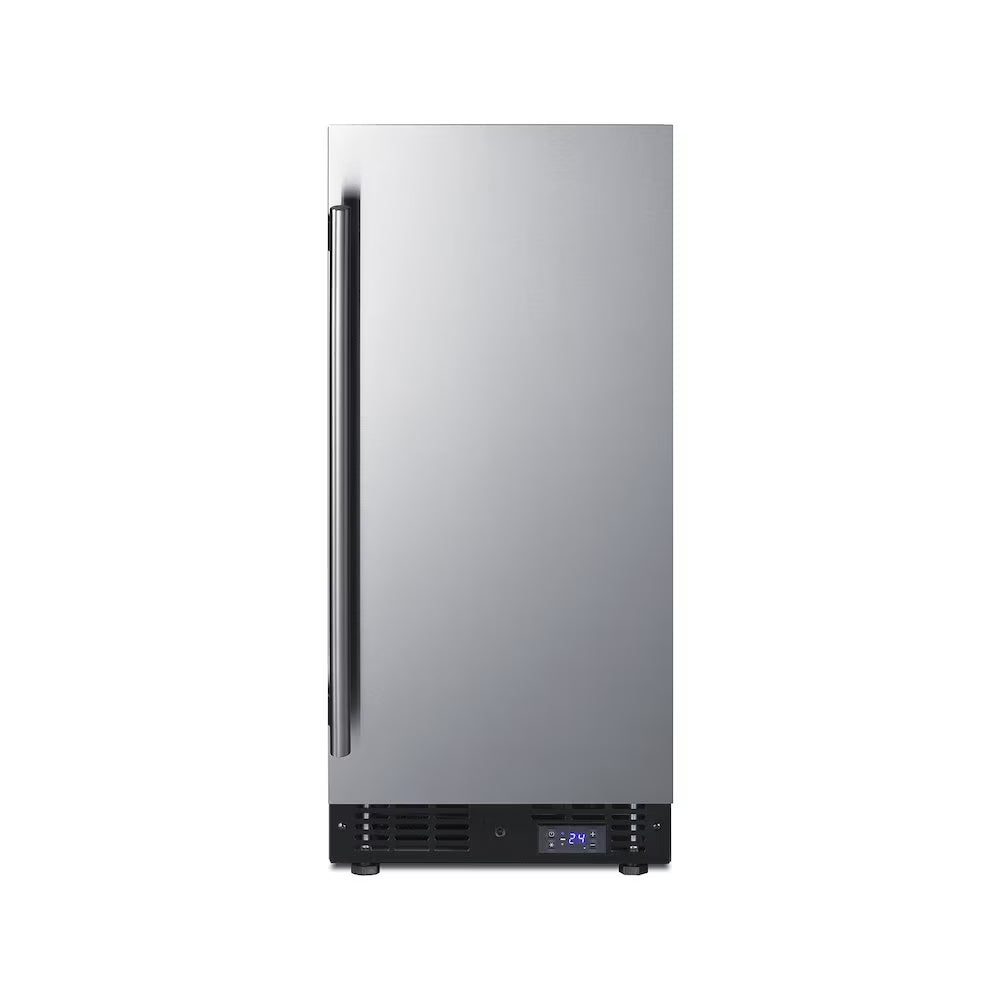 15" wide frost-free freezer for built-in or freestanding use, with integrated door frame to accept overlay panels