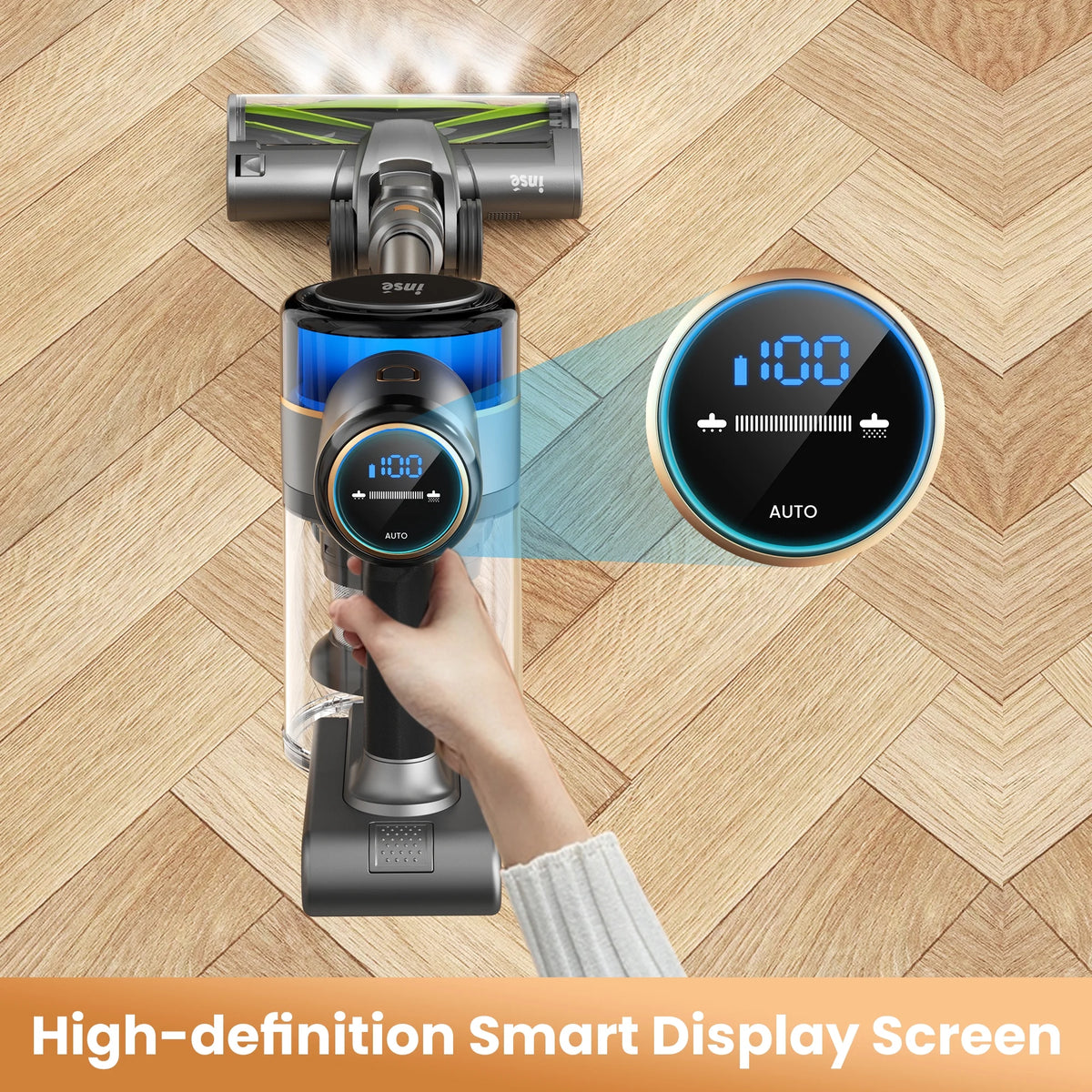 INSE Cordless Stick Vacuum Cleaner for Pet Hair Hard Floors Carpet, New S9X, 55 Mins Runtimes & 45 Kpa Powerful Suction