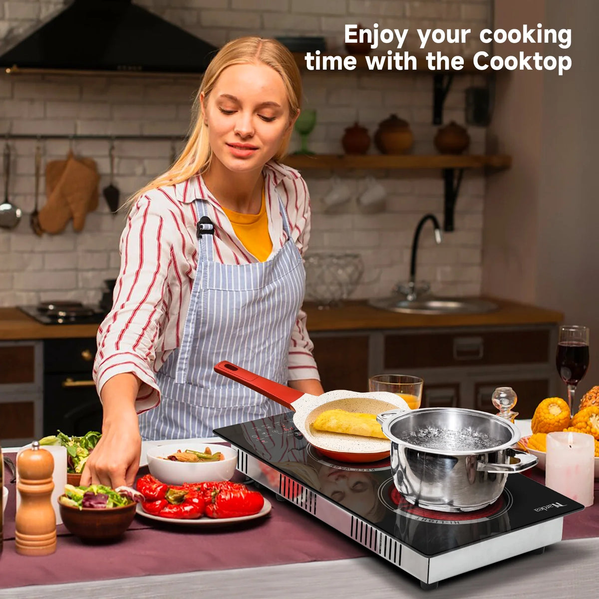 Nardea Two Burner Electric Cooktop 110V Plug in