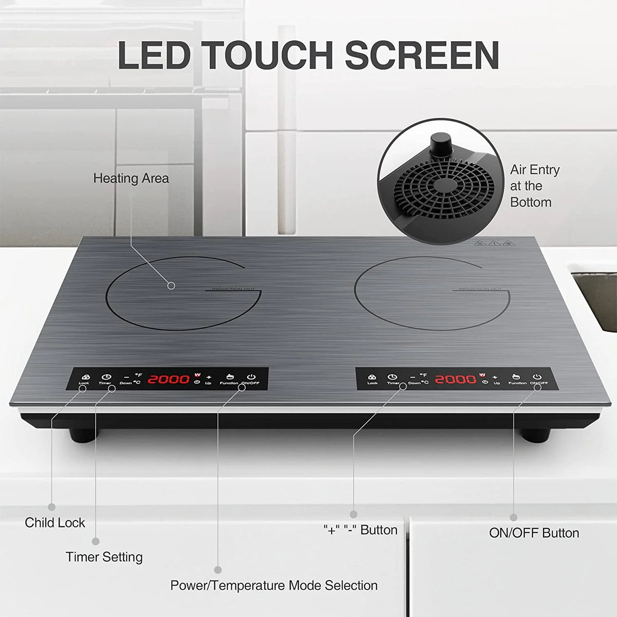 VBGK 12�?Electric Cooktop in Black with 2 Burners