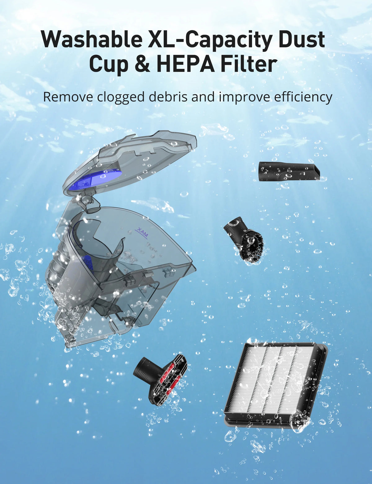 Canister Vacuum Cleaner, 30Kpa Powerful Suction, Bagless with 3.7QT Large Dust Cup, Auto Cord Rewind, HEPA Filter, 5 Attachments, Lightweight Vacuum for Pet Hair, Hard Floors & Car