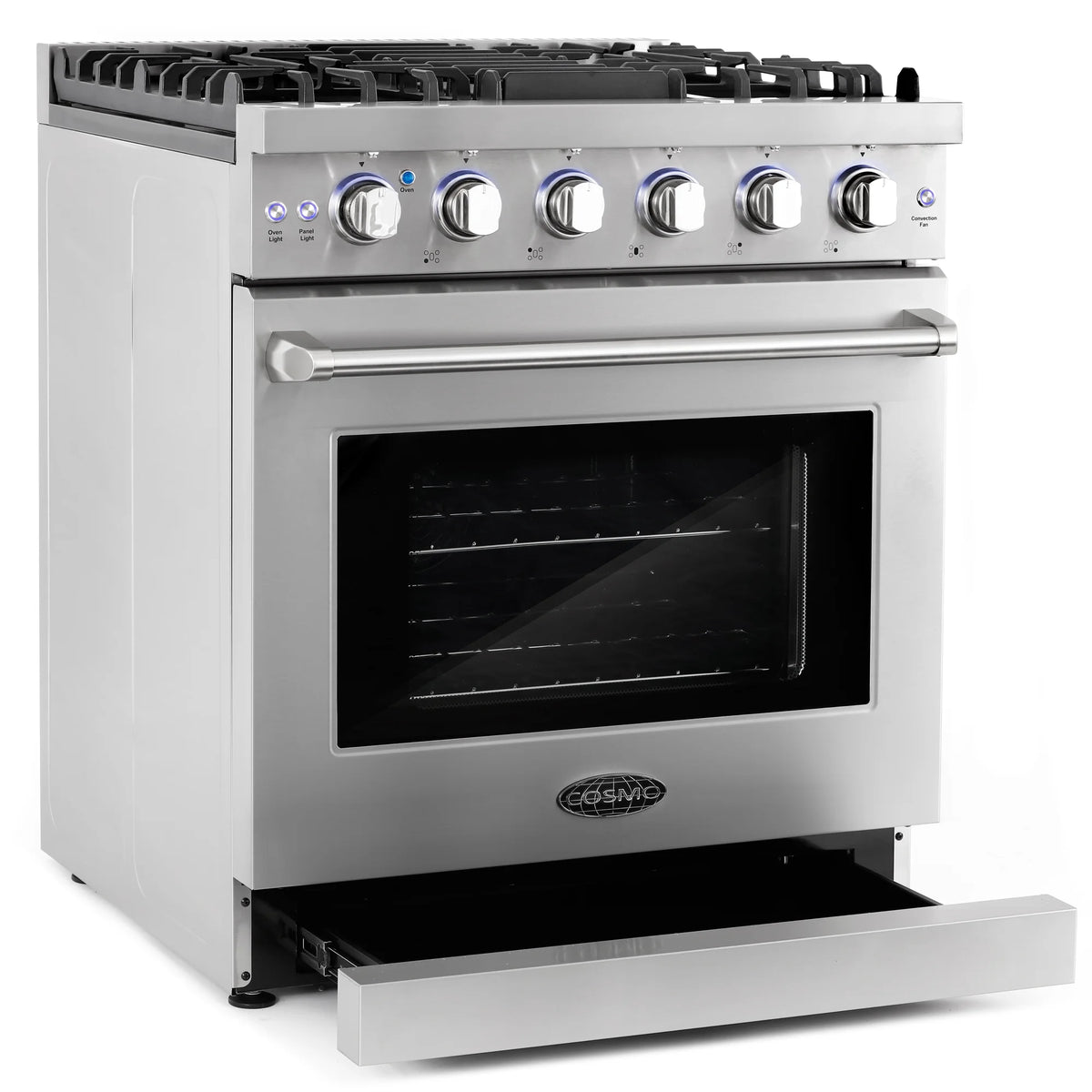 Cosmo 2 Piece Kitchen Appliance Packages with 30" Free Standing Gas Range Kitchen Stove & French Door Refrigerator Kitchen Appliance Bundles