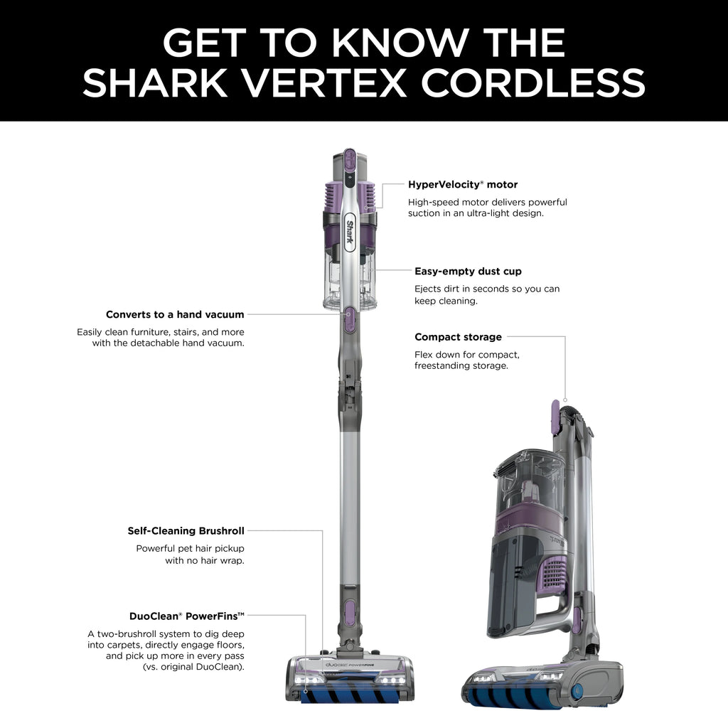 Shark® Vertex�?Cordless Stick Vacuum with DuoClean® PowerFins�? IZ440H