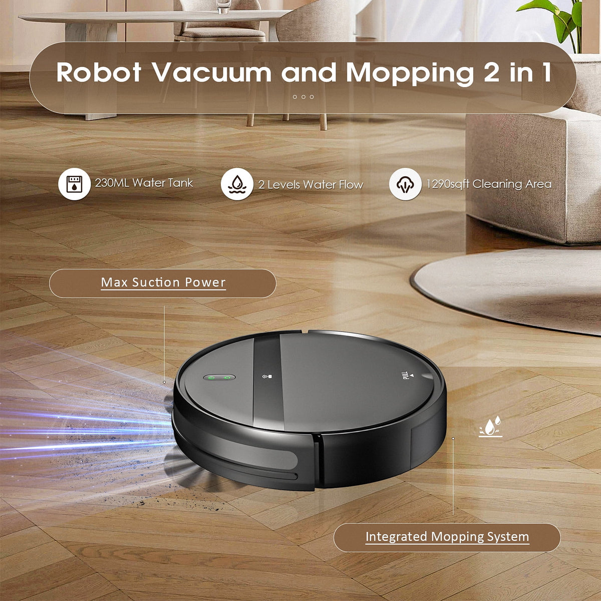 ROBOEVO Robot Vacuum Cleaner G20 Vacuum and Mop Combo for Pet Hair Hard Floor, Wifi/Alexa Control