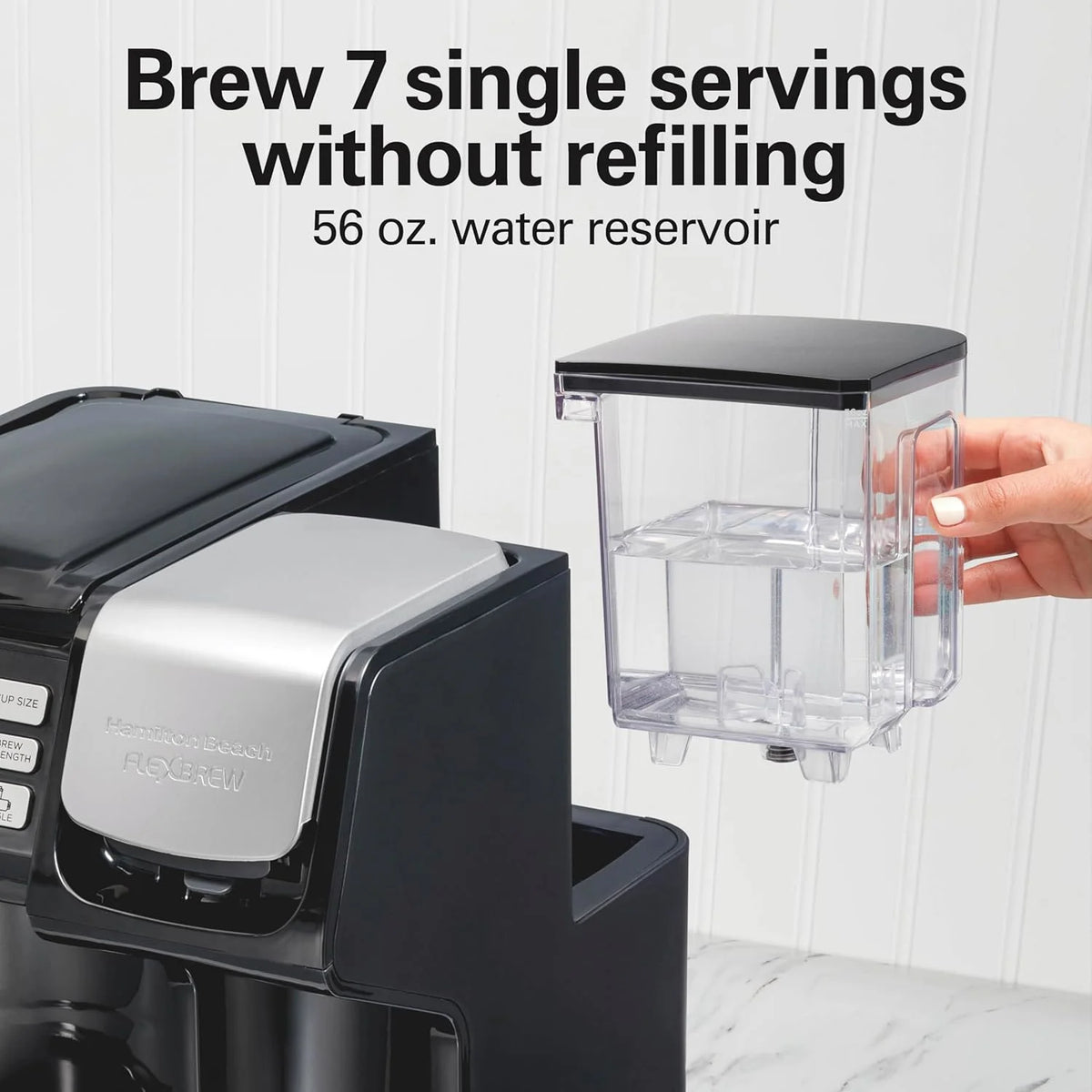 Wangxin FlexBrew Trio 2-Way Coffee Maker, Compatible with K-Cup Pods or Grounds, Combo, Single Serve & Full 12c Pot, Black - Fast Brewing (49902)