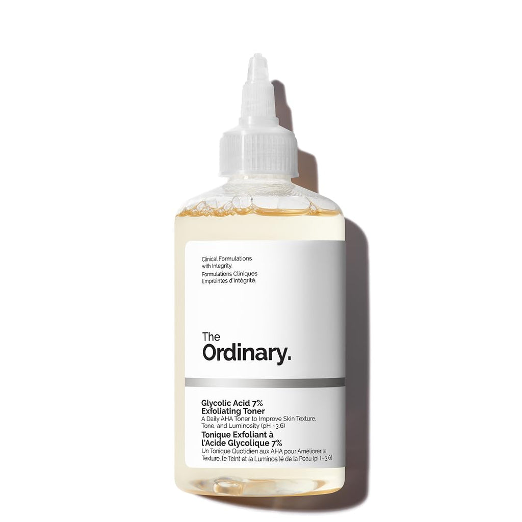 The Ordinary Tonique Exfoliant à l'Acide Glycolique 7%, Tonique quotidien illuminant et lissant, pour un teint plus uniforme, 240ml