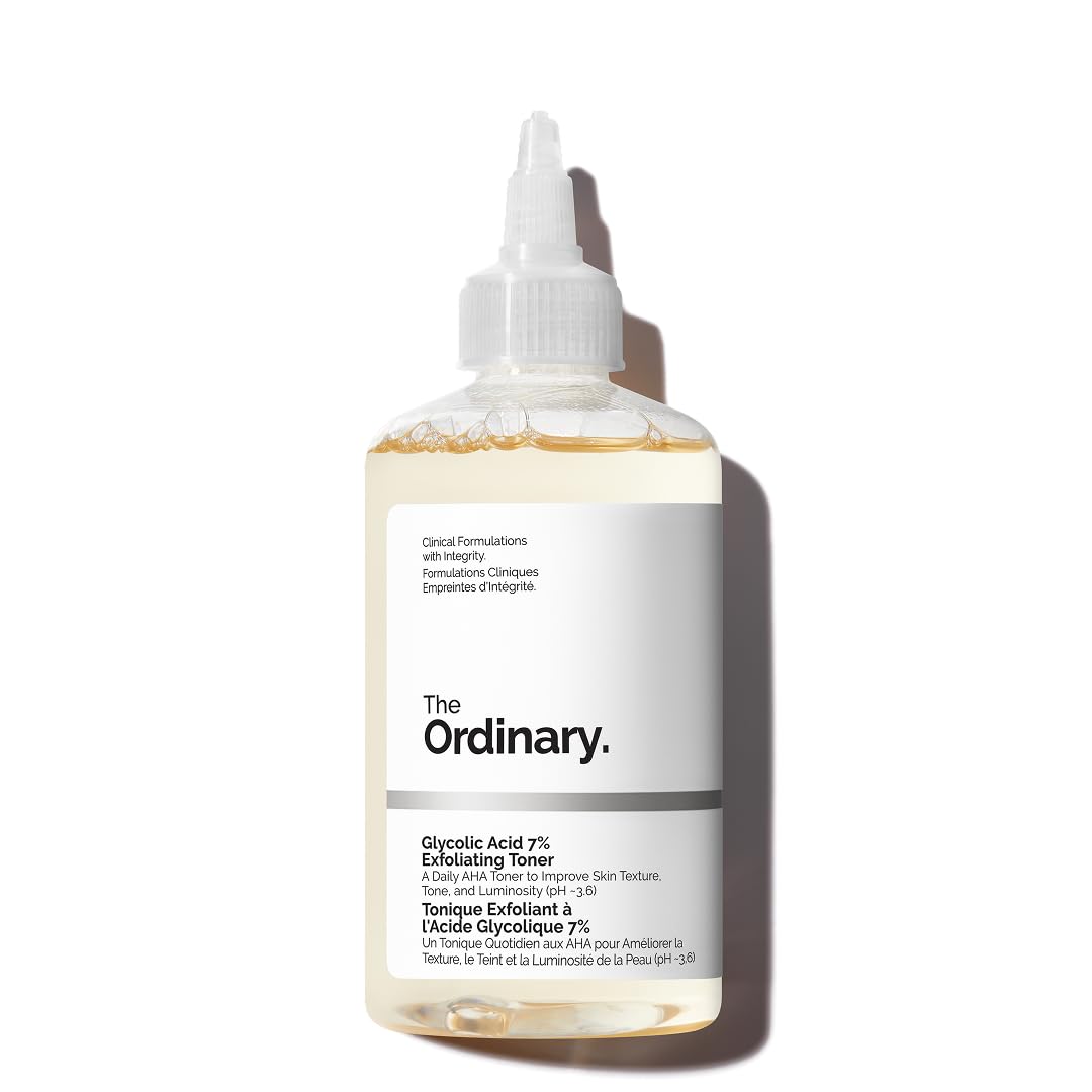 The Ordinary Tonique Exfoliant à l'Acide Glycolique 7%, Tonique quotidien illuminant et lissant, pour un teint plus uniforme, 240ml