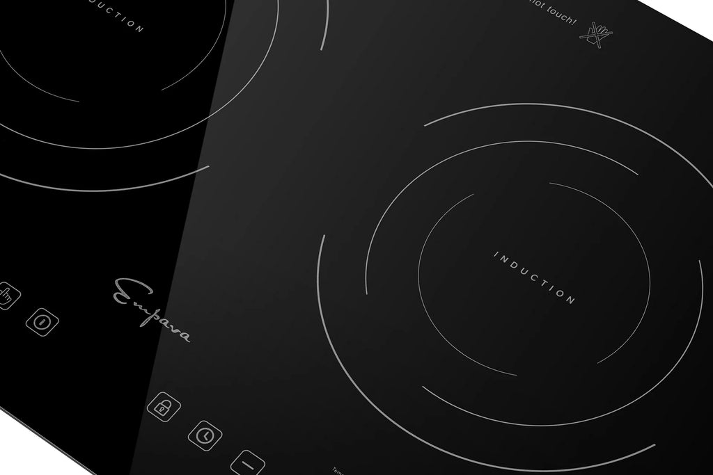 Empava Horizontal Electric Stove Induction Cooktop with 2 Burners in Black Vitro Ceramic Smooth Surface Glass 120V