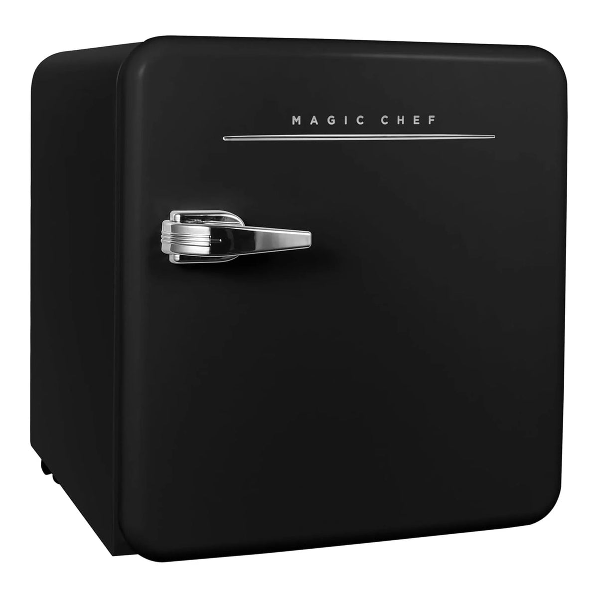 Open Box Magic Chef 1.6 Cu. Ft. Retro Mini Fridge with LED Light, Black, 34 lbs