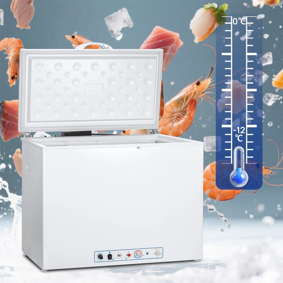 7 Cu ft Propane Chest Freezer LPG/110V 2 Way Freezer with Lock and Top Open Door Outdoor Camping