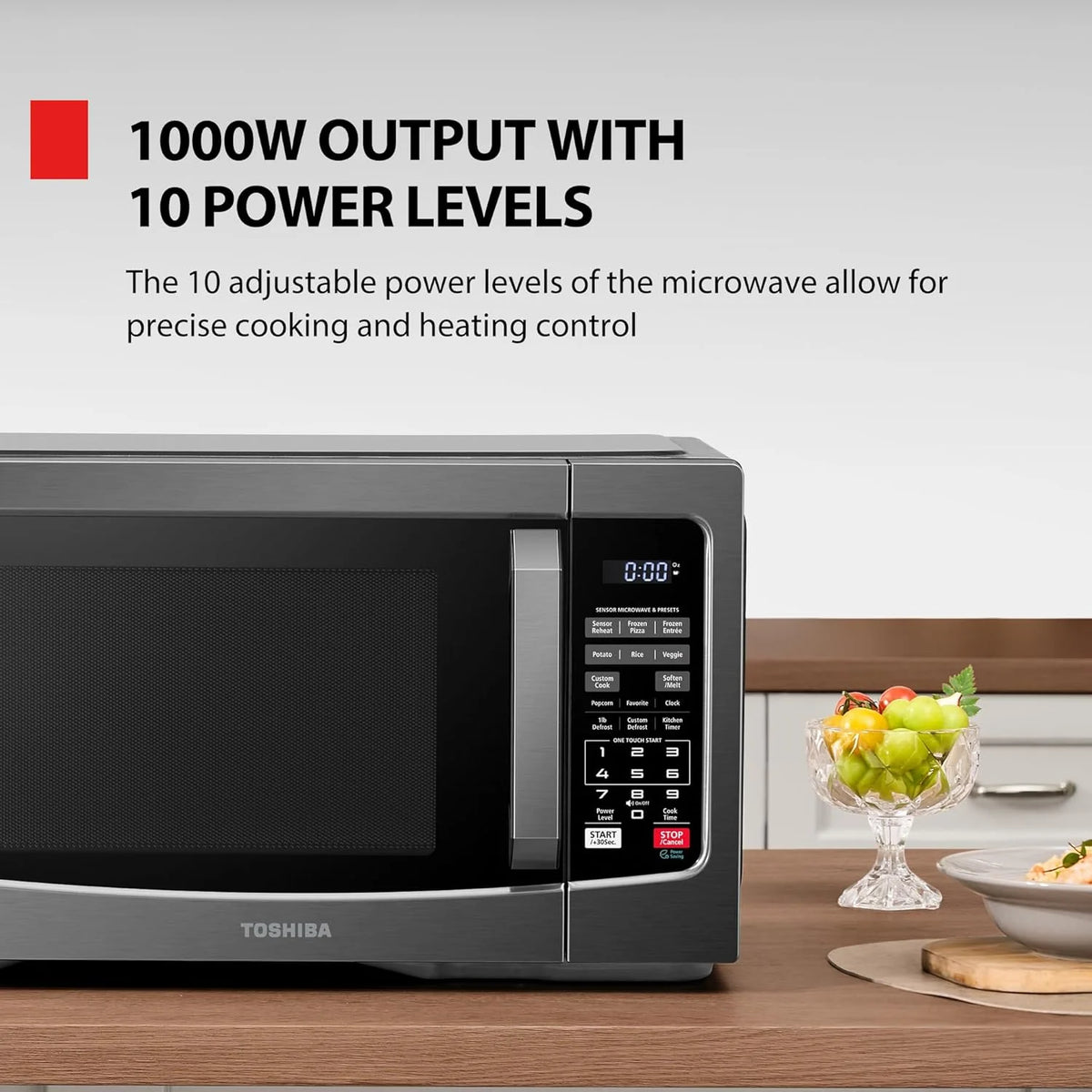 Countertop Microwave Oven 1.2 Cu Ft, 12.4 In. Removable Turntable, Silver