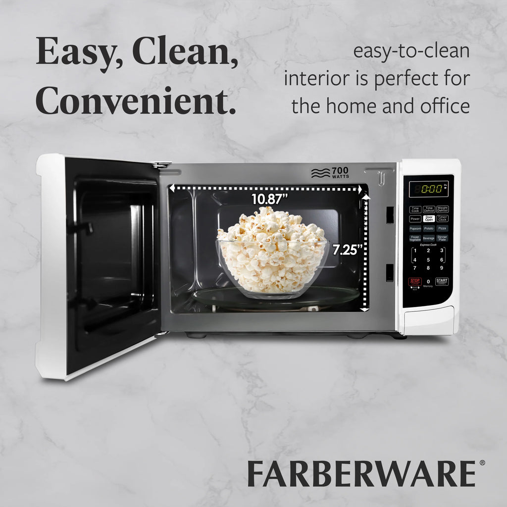 Farberware Countertop Microwave Oven with LED Lighting & Child Lock, 0.7 Cu Ft Black