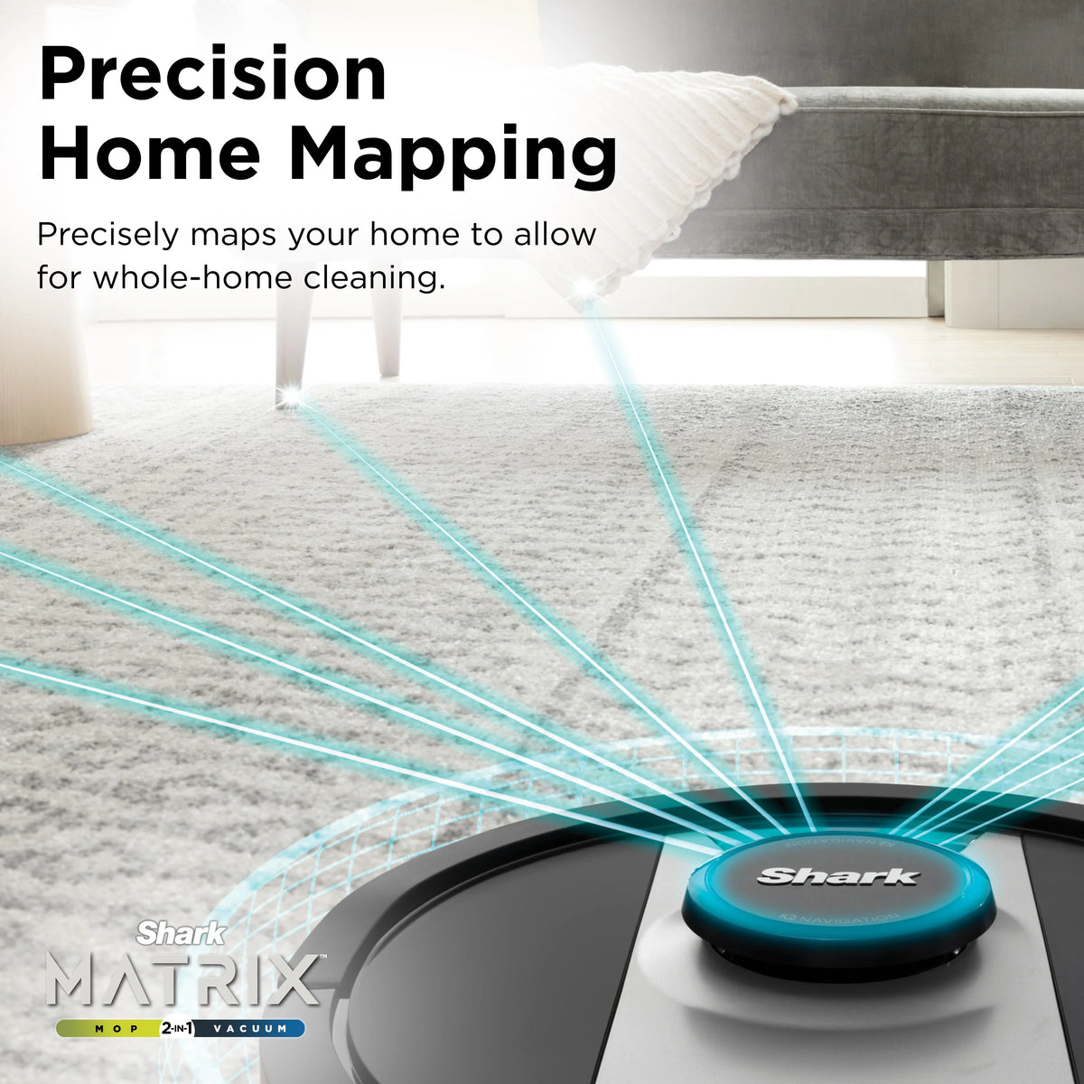 Shark? Matrix 2-in-1 Robot Vacuum & Mop with No Spots Missed on Carpets & Hard Floors, Home Mapping, RV2400WD