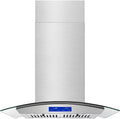 Island Range Hood 30 Inch 700 CFM Ceiling Mount Stainless Steel Kitchen Vent Hood Touch Screen Control Kitchen Exhaust Hood Ducted Ductless Convertible 3-speed Ventilation Fan