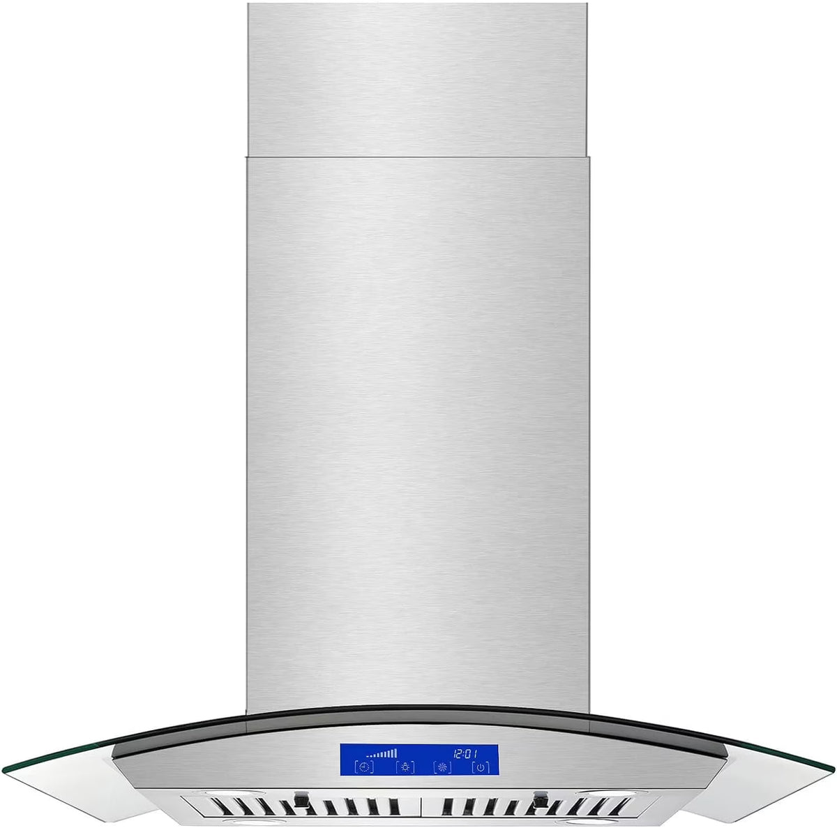 Island Range Hood 30 Inch 700 CFM Ceiling Mount Stainless Steel Kitchen Vent Hood Touch Screen Control Kitchen Exhaust Hood Ducted Ductless Convertible 3-speed Ventilation Fan