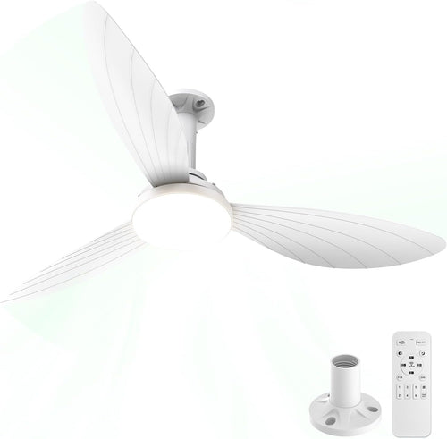 Hisummer 106 cm Ceiling Fan with Light, E27 Connection Only with Base Supplied, Quick Assembly Silent Reversible Ceiling Fan with Remote Control for Bedrooms, Living Rooms, Kitchens