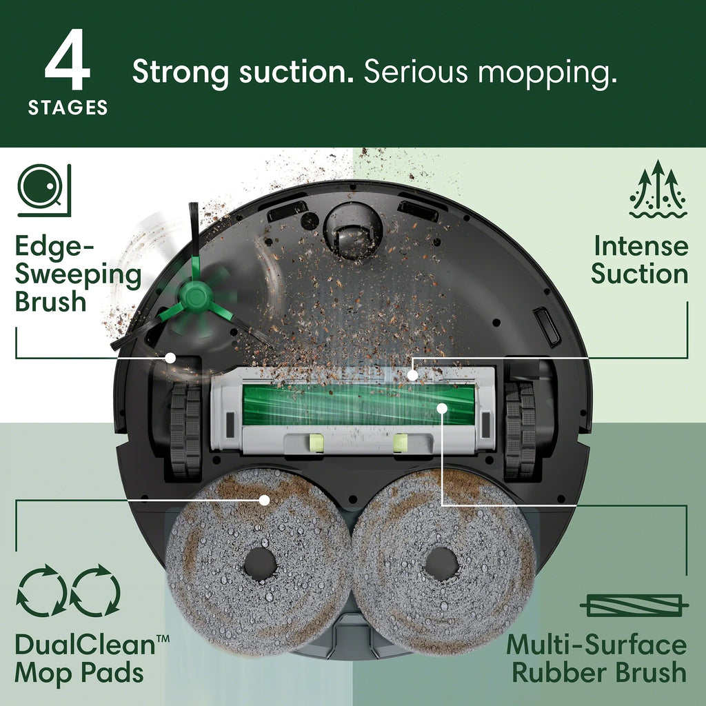 iRobot Roomba Plus 405 Combo Robot Vacuum & Mop + AutoWash Dock, 2-in-1 for Carpet and Hard Floors, Self Empties, LiDAR, Avoids Mopping Carpets, Pad Wash & Dry, Model# G185020