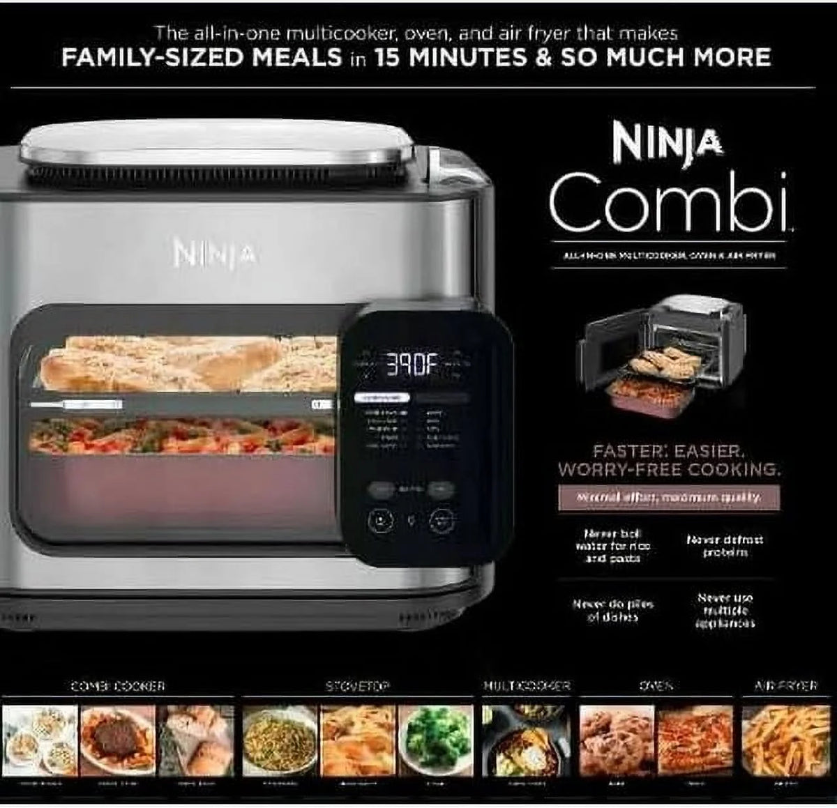 Restored Ninja Combi All-in-One Multicooker, Oven, & Air Fryer, 10-in-1 Functions, Stainless Steel, (Refurbished)