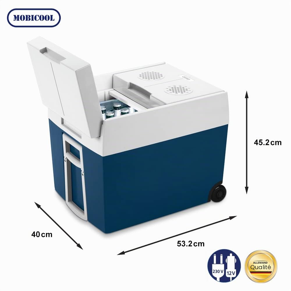Mobicool MT48W glacière électrique 48L – 12V et 230V – Glacière portable avec roues pour camping