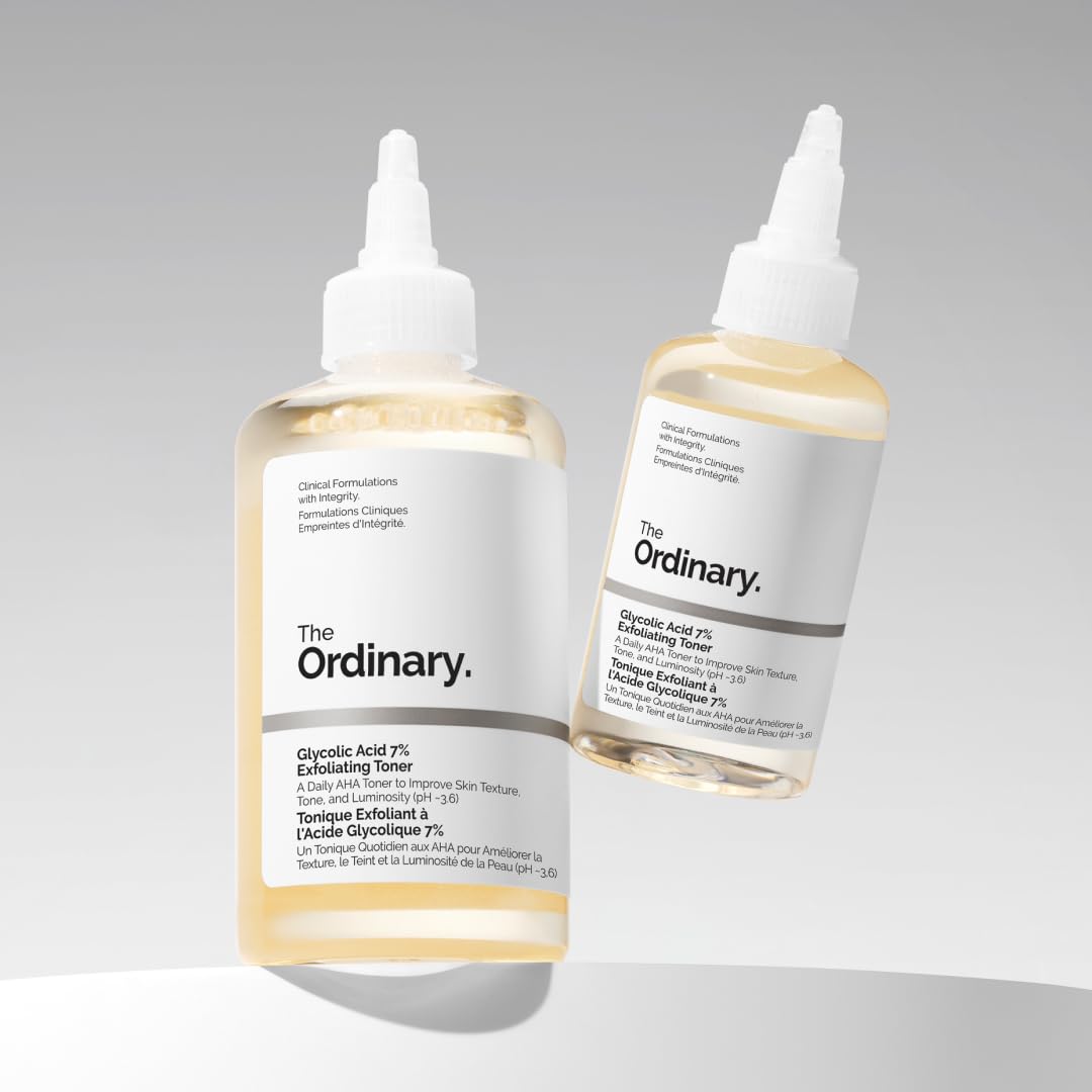 The Ordinary Tonique Exfoliant à l'Acide Glycolique 7%, Tonique quotidien illuminant et lissant, pour un teint plus uniforme, 240ml