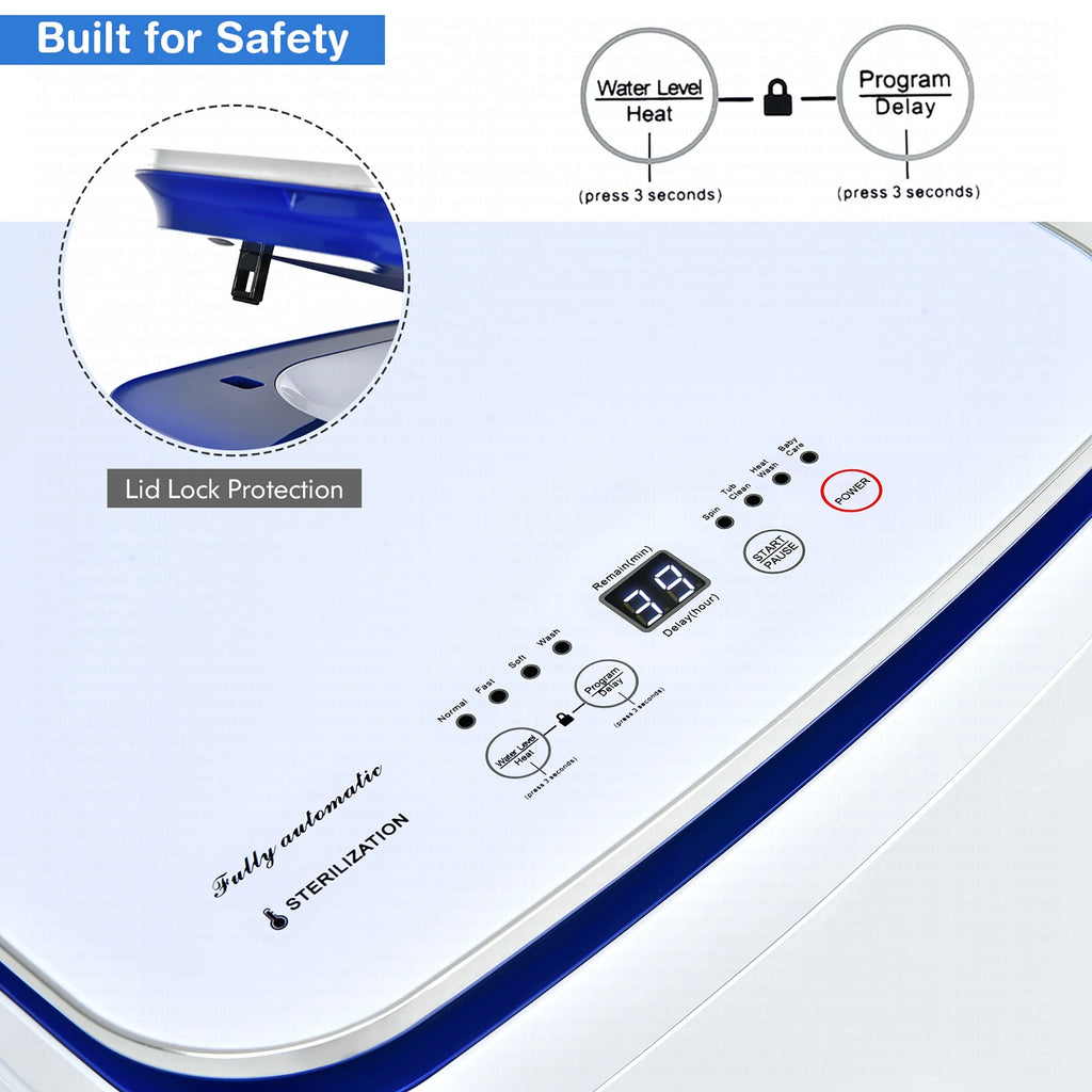 Costway 7.7 lbs Compact Full Automatic Washing Machine W/Heating Function Pump
