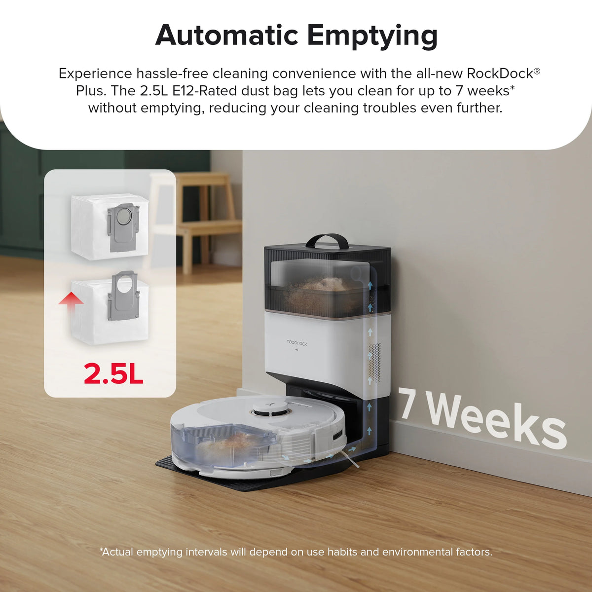 Roborock Q8 Max+ Robot Vacuum and Mop with Self-Emptying, Obstacle Avoidance, LiDAR Navigation, 5500Pa Suction Power, and App Control