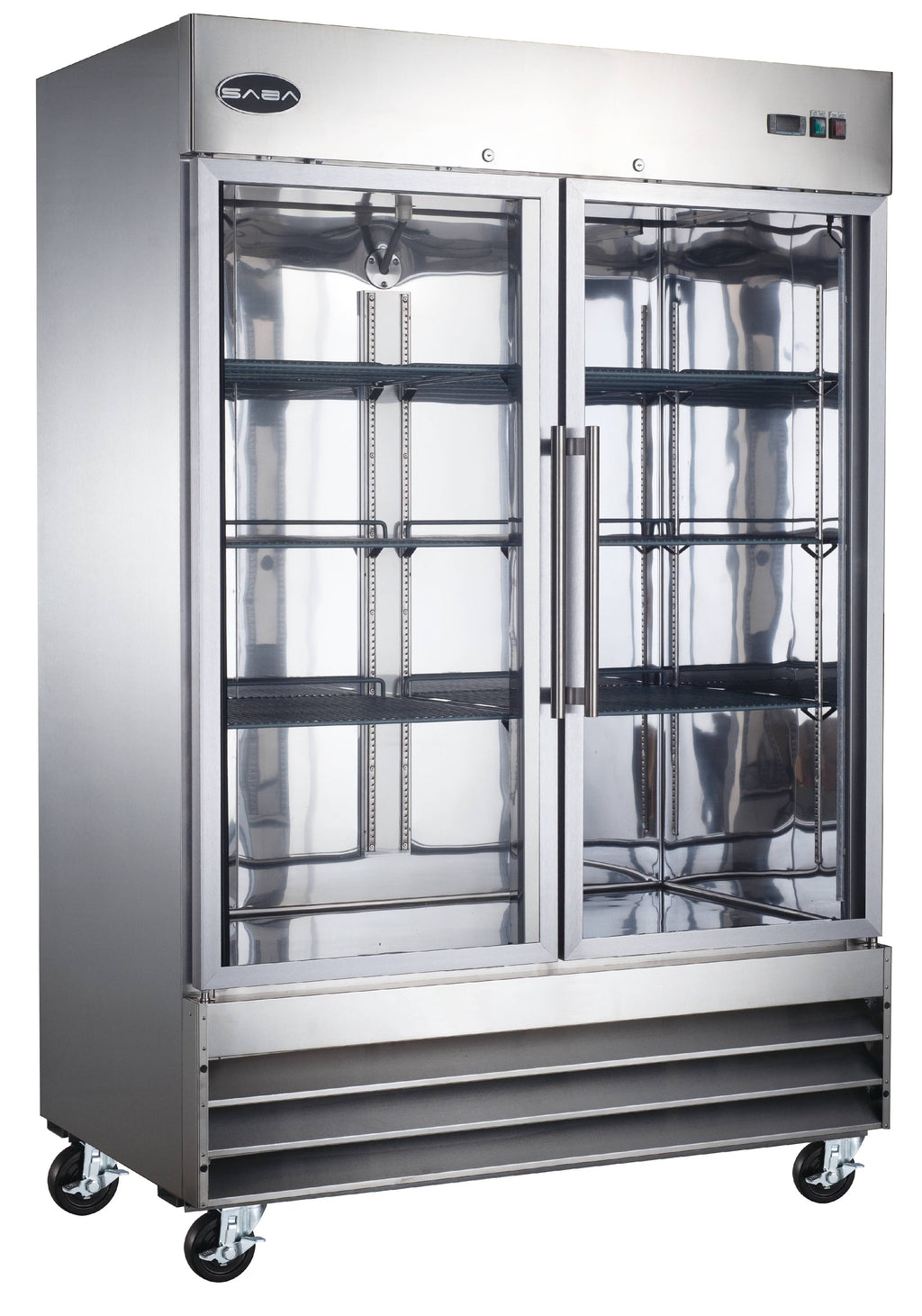 Heavy Duty Commercial 47 cu ft Stainless Steel Glass Door Reach-In Freezer (2 Door)