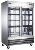 Heavy Duty Commercial 47 cu ft Stainless Steel Glass Door Reach-In Freezer (2 Door)