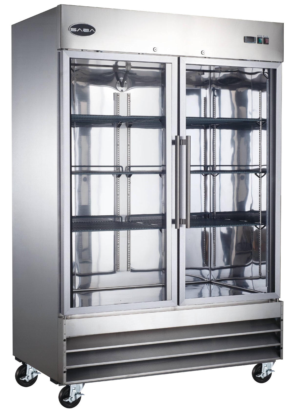 Heavy Duty Commercial 47 cu ft Stainless Steel Glass Door Reach-In Freezer (2 Door)