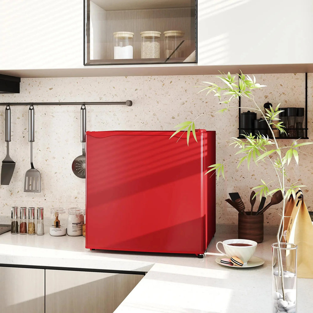 Resenkos 1.1 Cu.Ft Countertop Mini Freezer, Compact Upright Freezer with Removable Shelves, Red