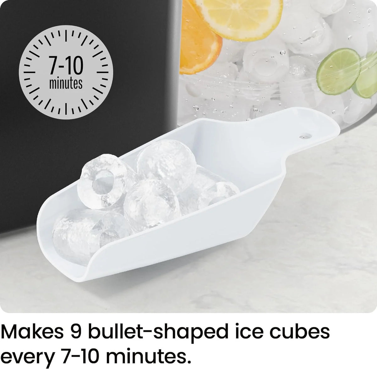 ICEMAN Dual-Size Countertop Bullet Ice Machine w/ 0.88lb Capacity - Black, New