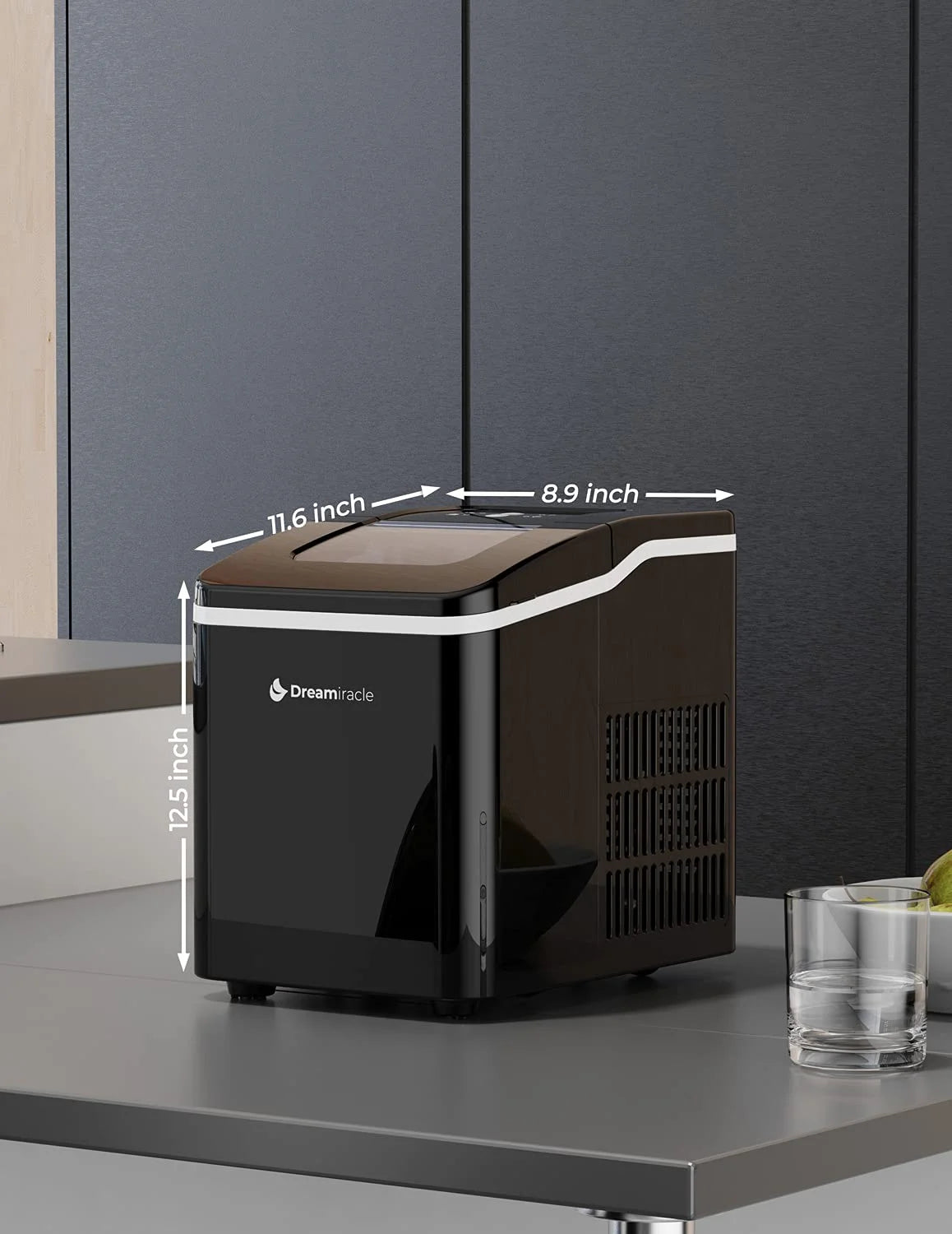 Ice Maker Countertop 2 Ice Sizes, 30 lbs Bullet Ice in 24H, Self-Clean, 9 Cubes in 5 Mins, FOHERE