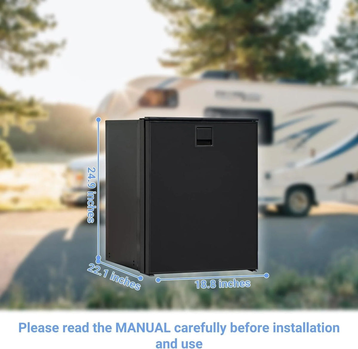 SMAD 3.0 Cu ft/85L RV Car Fridge with Freezer DC 12V/24V Camping  Refrigerator