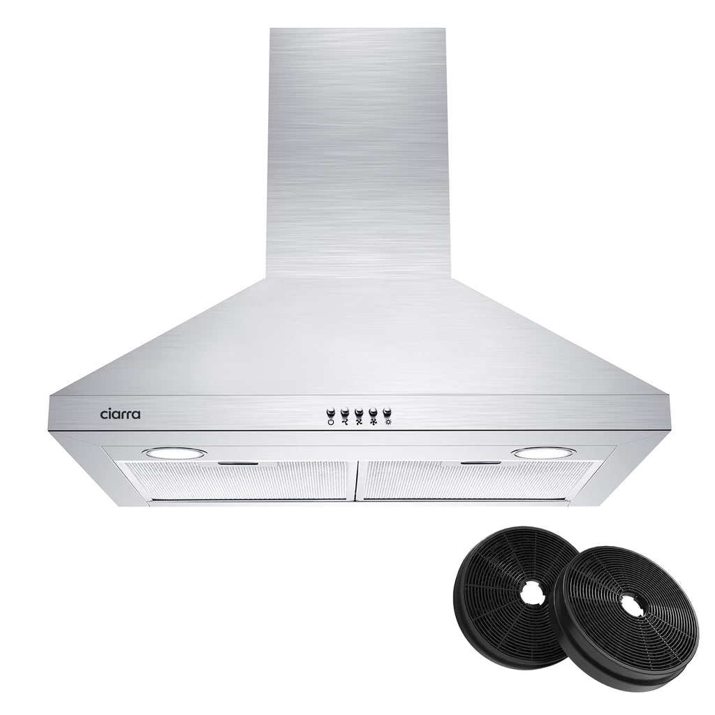 CIARRA Black Range Hood 30 inch Wall Mount Vent Hood Ductless Ducted Convertible CAB206P75