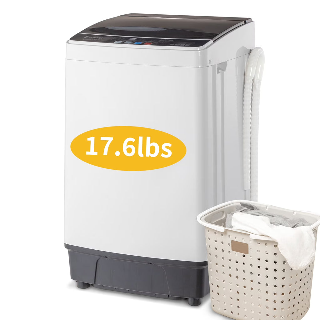 BAYUELSWU Portable Washing Machine 17.6lbs Full-Automatic Washing Machine, Apartment Washing Machine 10 programs 8 Water Level Selections with Led Display for Apartment, Home, Dorm, RV