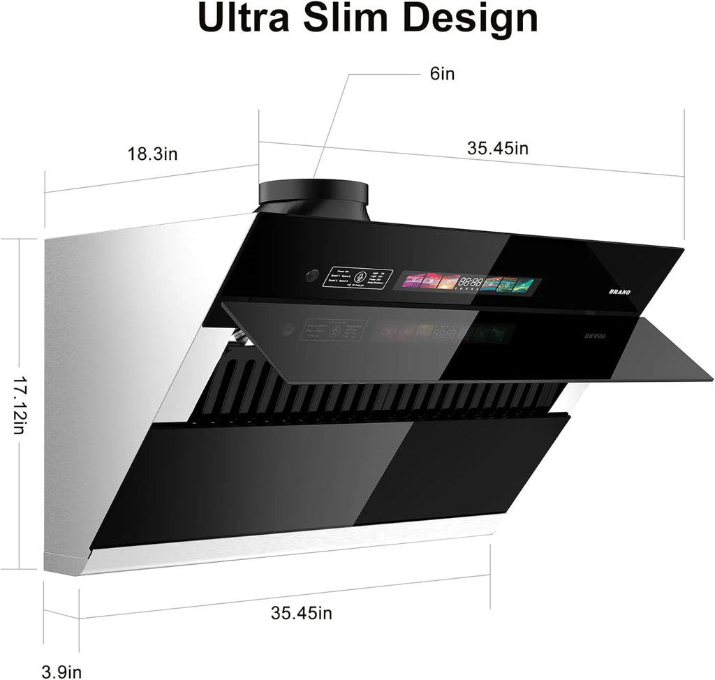 Range Hood 30 inch with 900CFM, Voice/Gesture Sensing/Touch Control Panel, Unique Side-Draft Design for Under Cabinet Modern Kitchen Hood, Ducted/Ductless Convertible