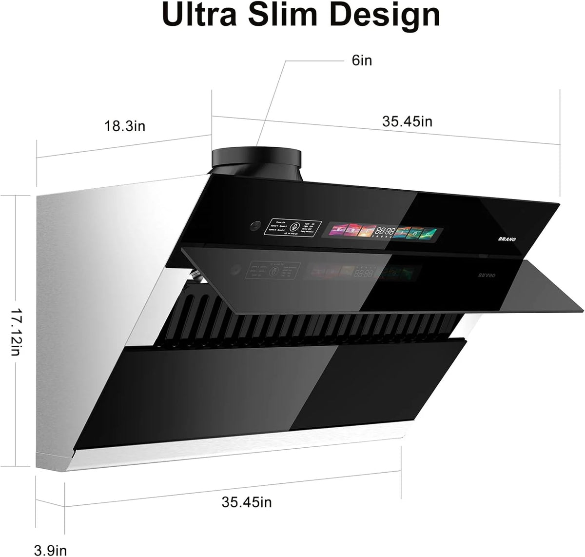 Range Hood 30 inch with 900CFM, Voice/Gesture Sensing/Touch Control Panel, Unique Side-Draft Design for Under Cabinet Modern Kitchen Hood, Ducted/Ductless Convertible