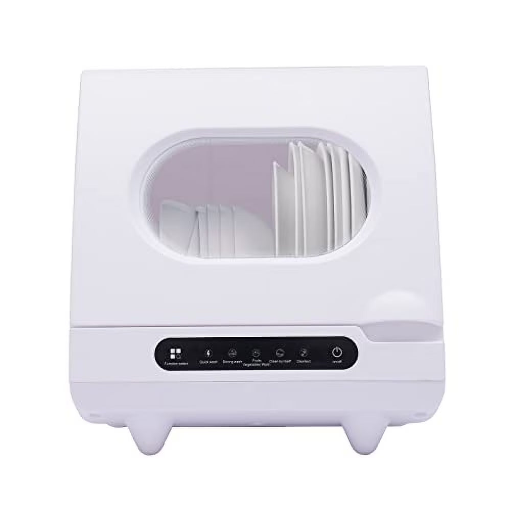 Automatic Dishwasher 360 Degree Spraying Water Deep Heating Cleaning Machine Portable Countertop Dishwasher Compact Dish Washing 5 Washing Programs Display Self-Cleaning for Small