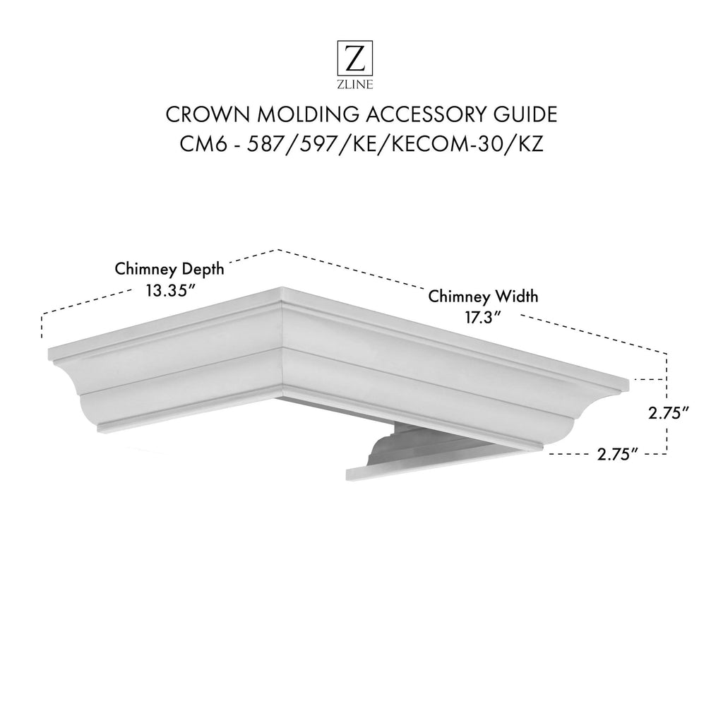 ZLINE Crown Molding Profile 6 for Wall Mount Range Hood CM6587597KEKECOM30KZ