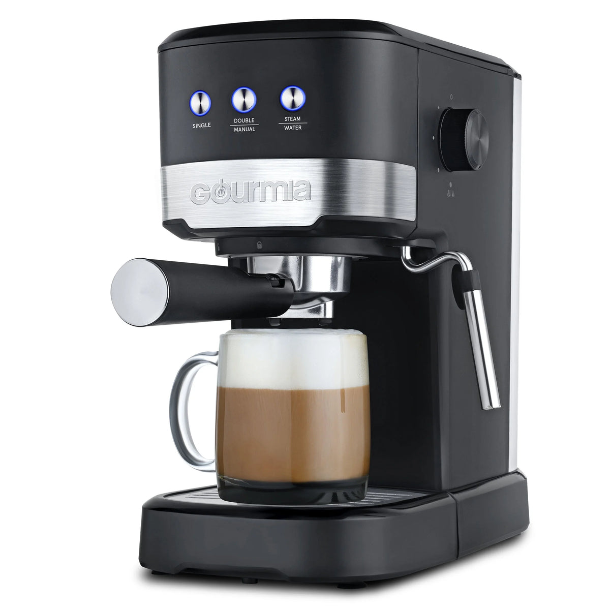 Gourmia 1.2L 15 Bar Espresso Maker with Powerful Frothing Wand Black